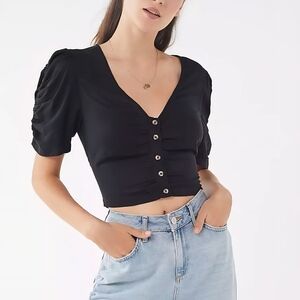 Urban Outfitters Imogen Puff Sleeve Black Top – Size M